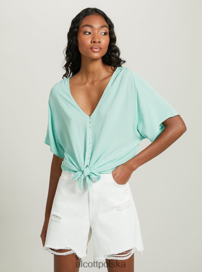 odzież Alcott Koszula z dekoltem w kształcie litery V i węzłem w talii wh2 biały kobiety 2TXFF6390