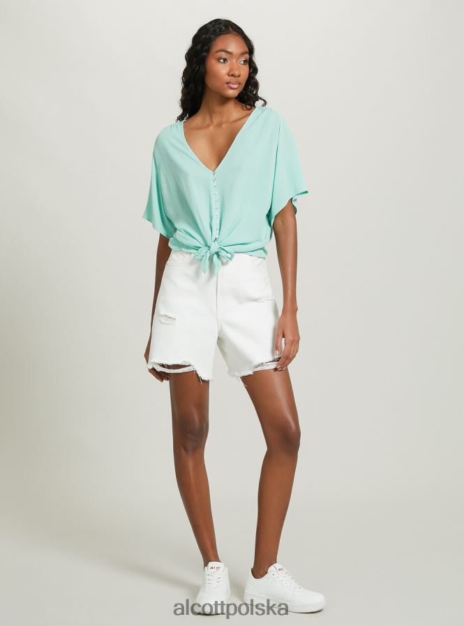odzież Alcott Koszula z dekoltem w kształcie litery V i węzłem w talii wh2 biały kobiety 2TXFF6390