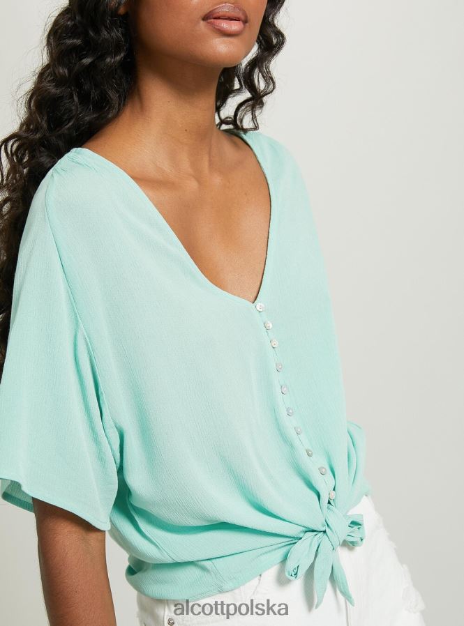 odzież Alcott Koszula z dekoltem w kształcie litery V i węzłem w talii wh2 biały kobiety 2TXFF6390