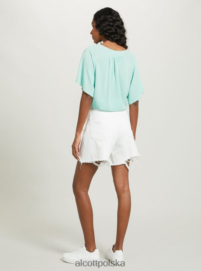 odzież Alcott Koszula z dekoltem w kształcie litery V i węzłem w talii wh2 biały kobiety 2TXFF6390