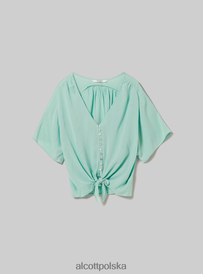 odzież Alcott Koszula z dekoltem w kształcie litery V i węzłem w talii wh2 biały kobiety 2TXFF6390