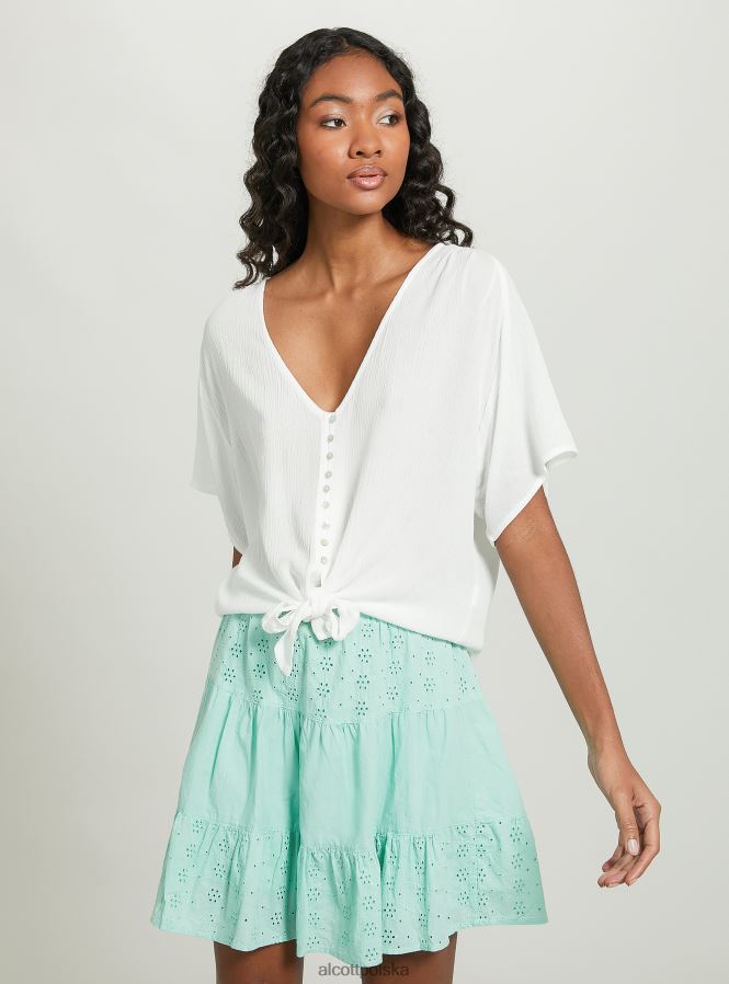 odzież Alcott Koszula z dekoltem w kształcie litery V i węzłem w talii wh2 biały kobiety 2TXFF64