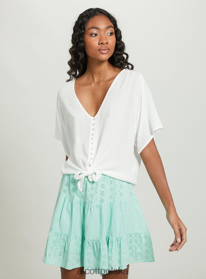 odzież Alcott Koszula z dekoltem w kształcie litery V i węzłem w talii wh2 biały kobiety 2TXFF64