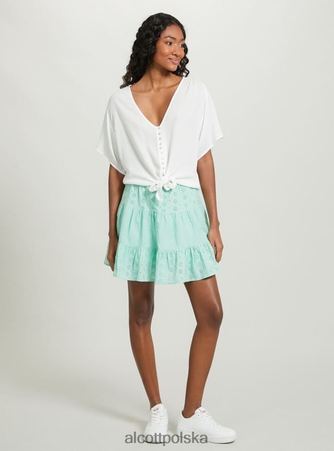 odzież Alcott Koszula z dekoltem w kształcie litery V i węzłem w talii wh2 biały kobiety 2TXFF64