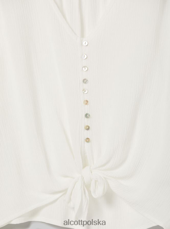 odzież Alcott Koszula z dekoltem w kształcie litery V i węzłem w talii wh2 biały kobiety 2TXFF64