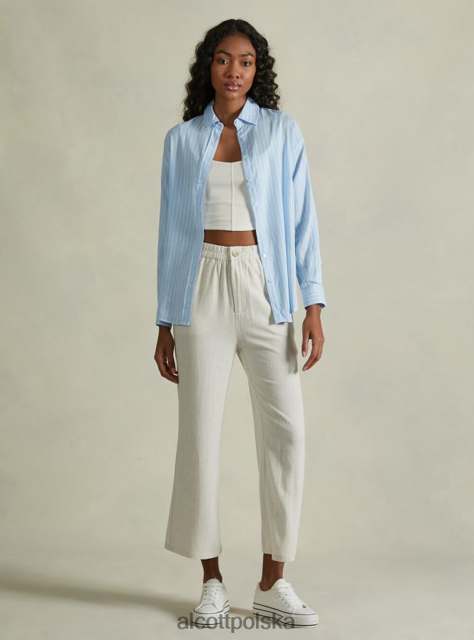 odzież Alcott Lniana koszula w paski az3 lazurowe światło kobiety 2TXFF621
