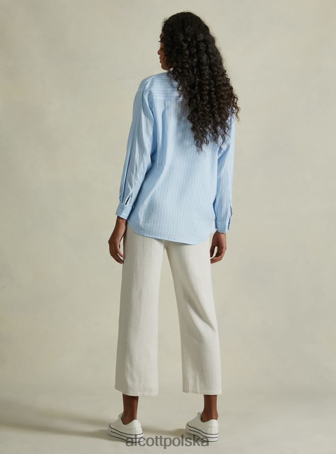 odzież Alcott Lniana koszula w paski az3 lazurowe światło kobiety 2TXFF621