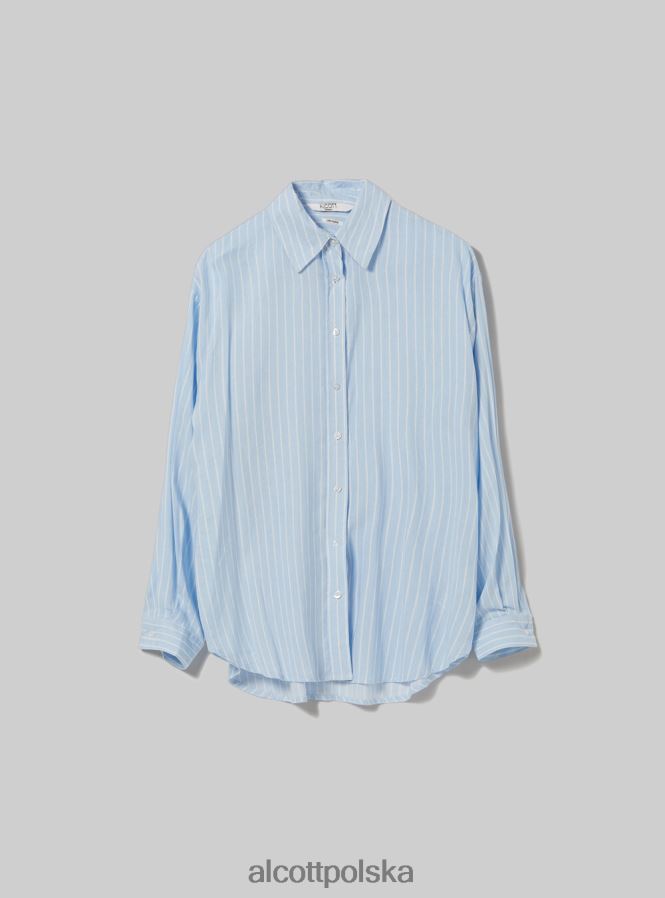 odzież Alcott Lniana koszula w paski az3 lazurowe światło kobiety 2TXFF621