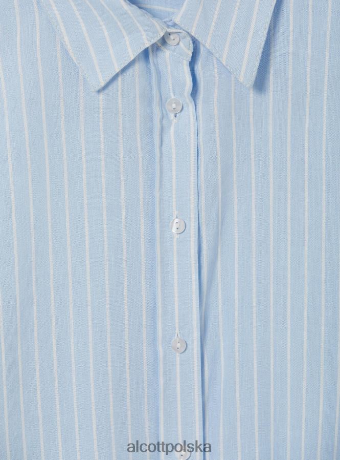 odzież Alcott Lniana koszula w paski az3 lazurowe światło kobiety 2TXFF621