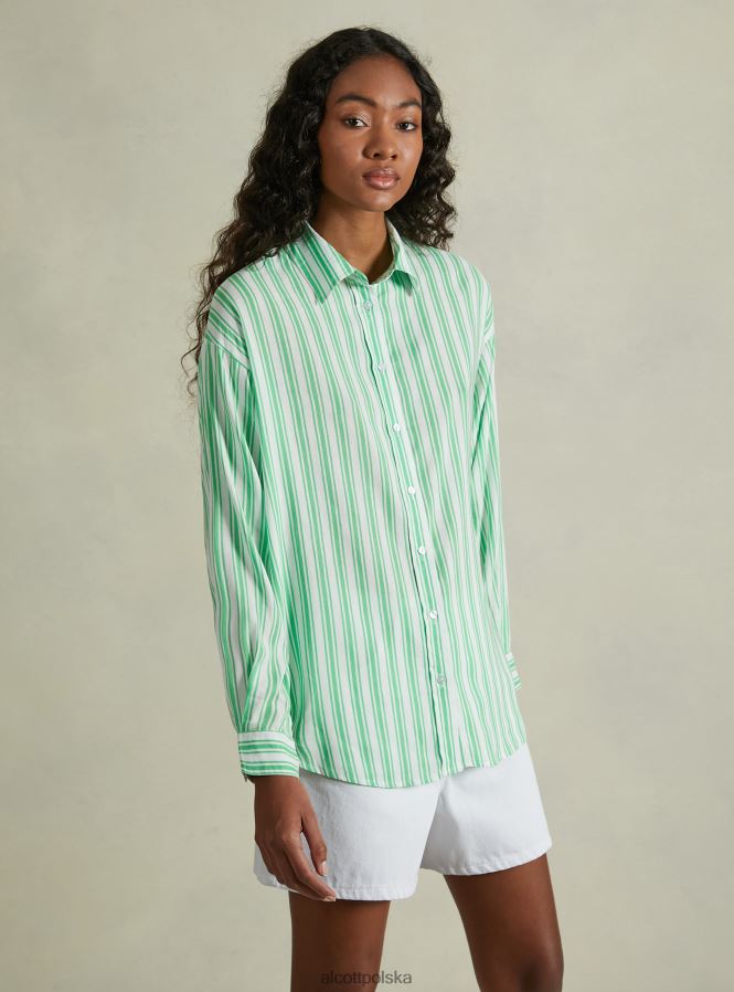 odzież Alcott Lniana koszula w paski az3 lazurowe światło kobiety 2TXFF625