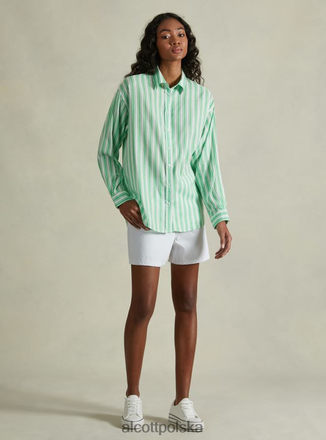 odzież Alcott Lniana koszula w paski az3 lazurowe światło kobiety 2TXFF625