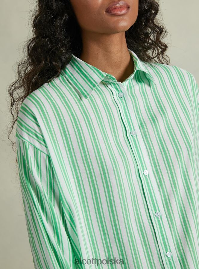 odzież Alcott Lniana koszula w paski az3 lazurowe światło kobiety 2TXFF625