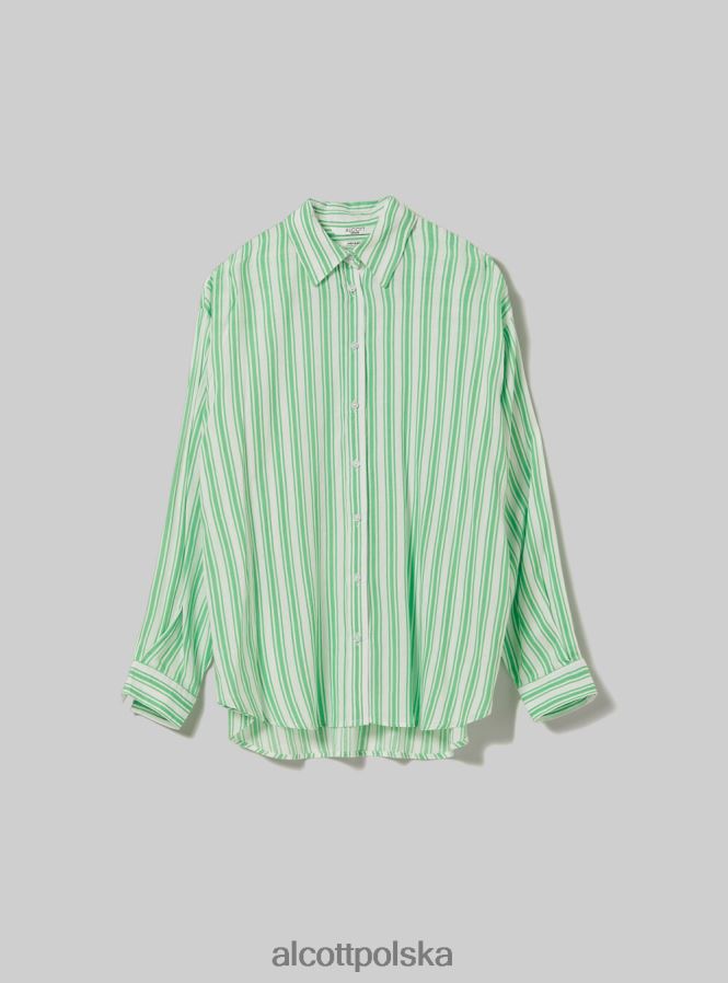 odzież Alcott Lniana koszula w paski az3 lazurowe światło kobiety 2TXFF625