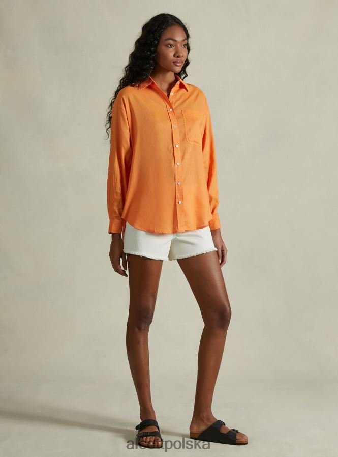 odzież Alcott Lniana koszula z kieszenią na piersi zielone światło ga3 aqua kobiety 2TXFF6112