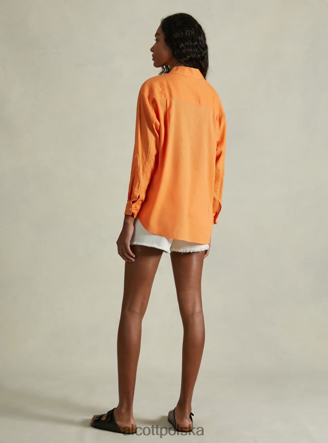 odzież Alcott Lniana koszula z kieszenią na piersi zielone światło ga3 aqua kobiety 2TXFF6112