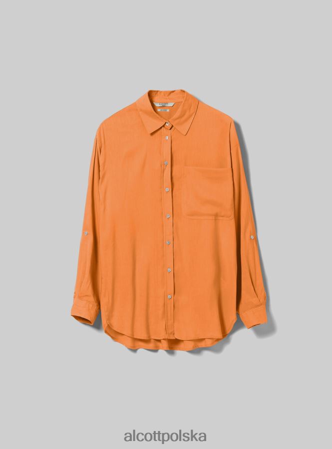 odzież Alcott Lniana koszula z kieszenią na piersi zielone światło ga3 aqua kobiety 2TXFF6112