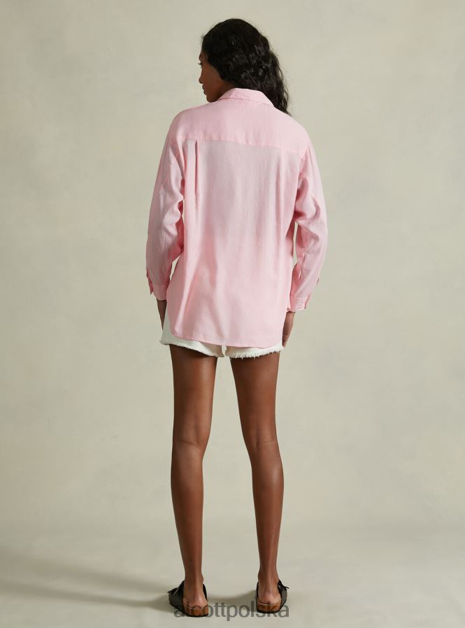 odzież Alcott Lniana koszula z kieszenią na piersi zielone światło ga3 aqua kobiety 2TXFF6456