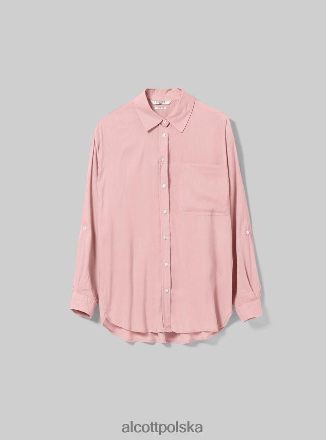 odzież Alcott Lniana koszula z kieszenią na piersi zielone światło ga3 aqua kobiety 2TXFF6456