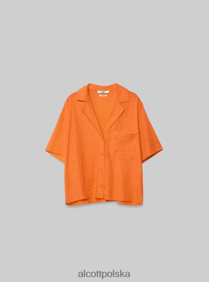 odzież Alcott Lniana koszula z krótkim rękawem pk3 różowe światło kobiety 2TXFF6483