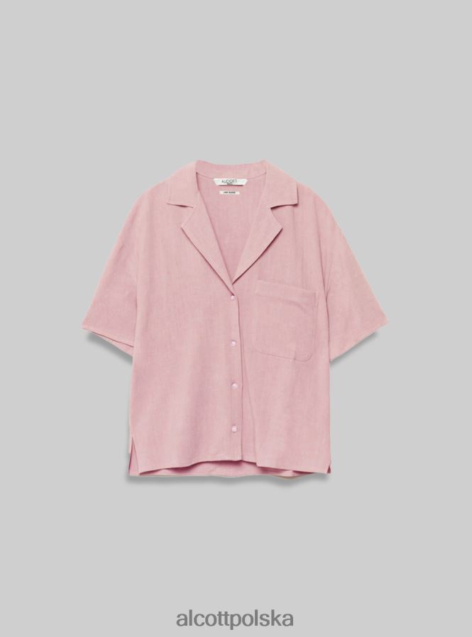odzież Alcott Lniana koszula z krótkim rękawem pk3 różowe światło kobiety 2TXFF6498