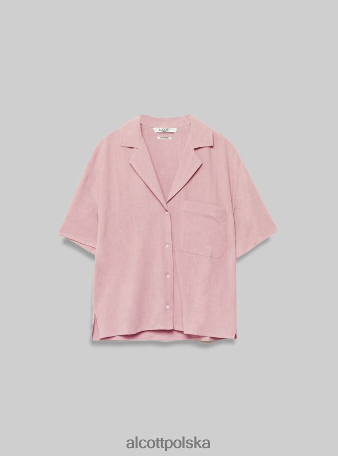 odzież Alcott Lniana koszula z krótkim rękawem pk3 różowe światło kobiety 2TXFF6498