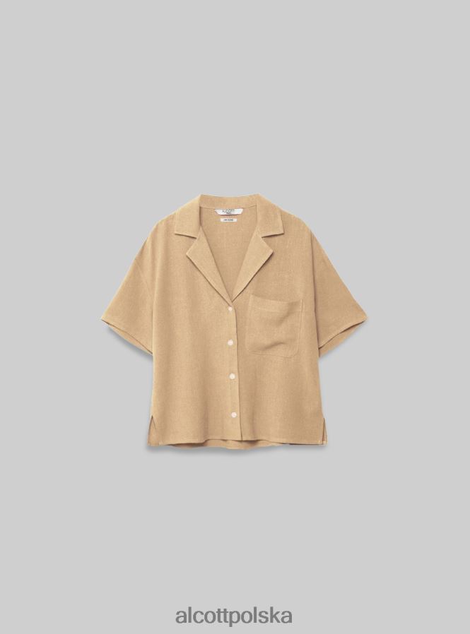 odzież Alcott Lniana koszula z krótkim rękawem pk3 różowe światło kobiety 2TXFF6508