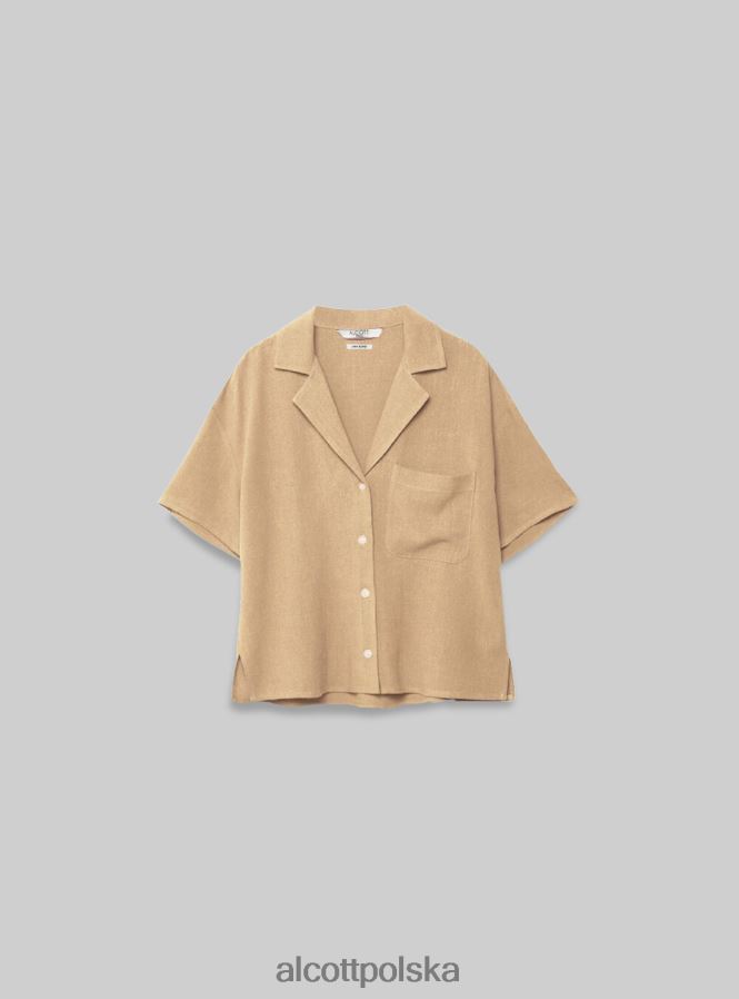 odzież Alcott Lniana koszula z krótkim rękawem pk3 różowe światło kobiety 2TXFF6508