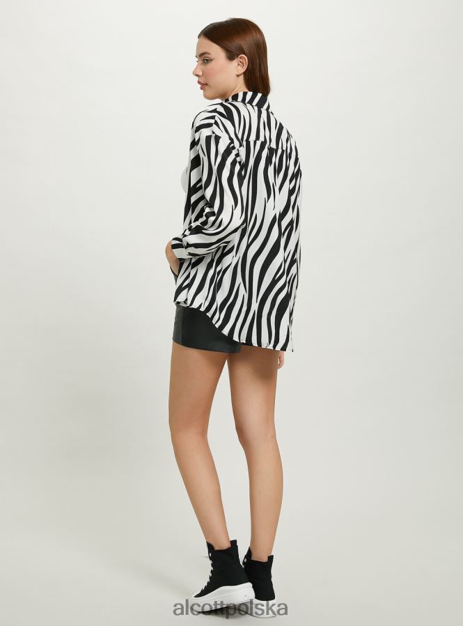 odzież Alcott Satynowa koszula ze zwierzęcym nadrukiem zebra kobiety 2TXFF665