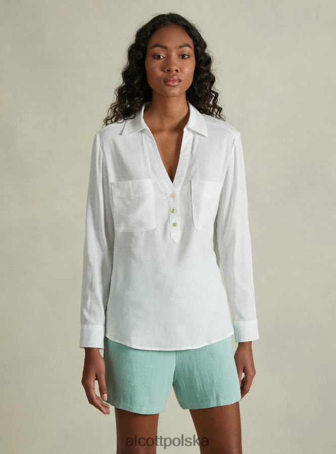odzież Alcott blusa w puro lino wh2 biały kobiety 2TXFF624