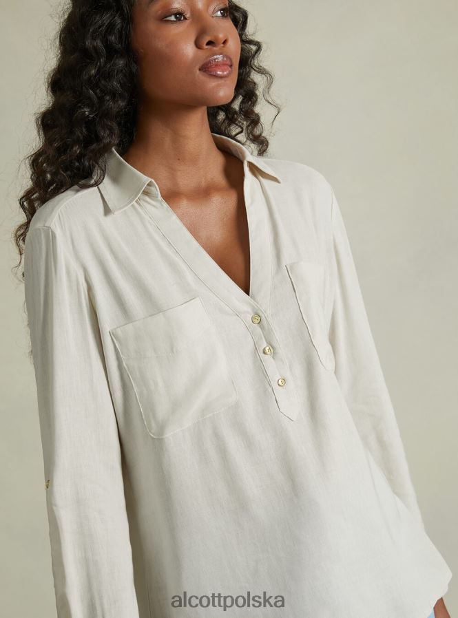 odzież Alcott blusa w puro lino wh2 biały kobiety 2TXFF6463