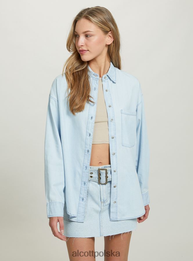 odzież Alcott camicia w dżinsowym rozmiarze oversize d007 jasny lazur kobiety 2TXFF6423