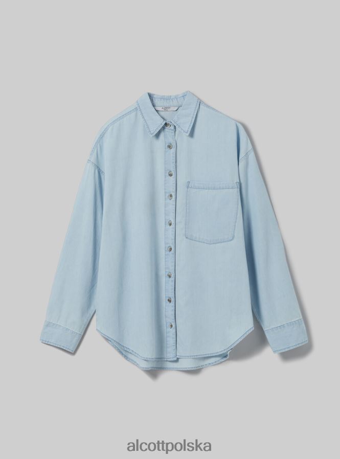 odzież Alcott camicia w dżinsowym rozmiarze oversize d007 jasny lazur kobiety 2TXFF6423