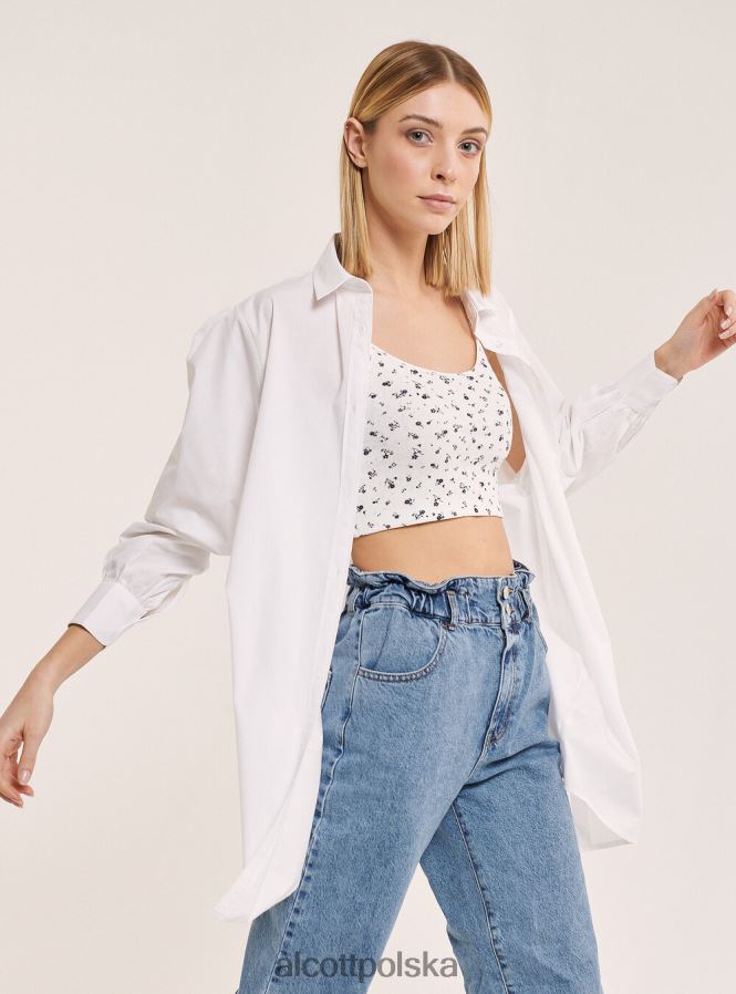 odzież Alcott długa koszula z popeliny biały kobiety 2TXFF6178