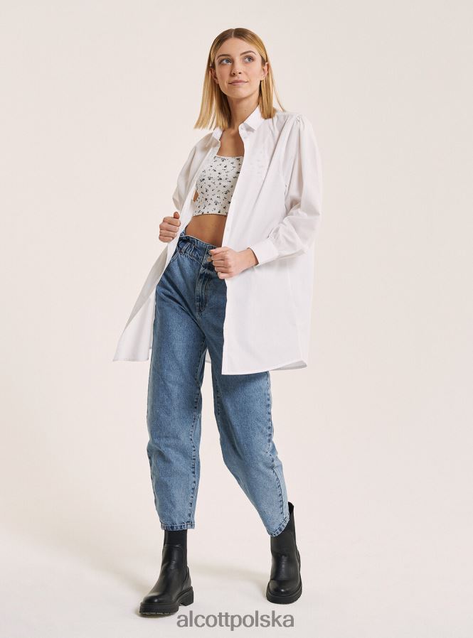 odzież Alcott długa koszula z popeliny biały kobiety 2TXFF6178