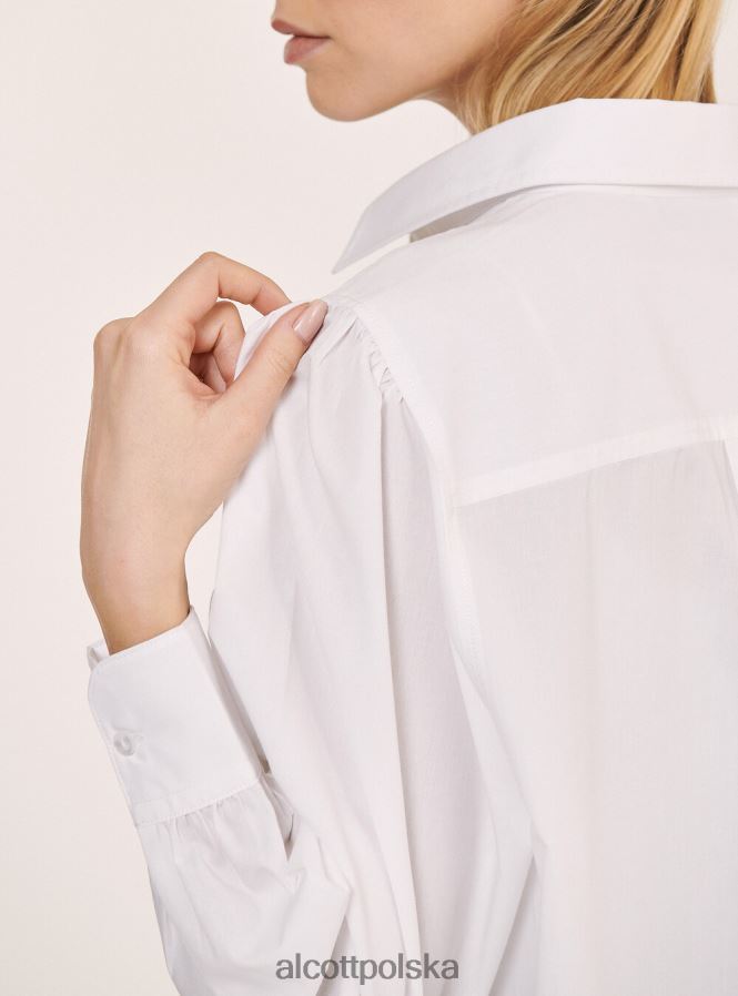odzież Alcott długa koszula z popeliny biały kobiety 2TXFF6178