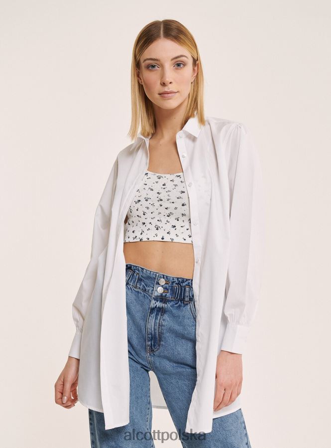 odzież Alcott długa koszula z popeliny biały kobiety 2TXFF6178