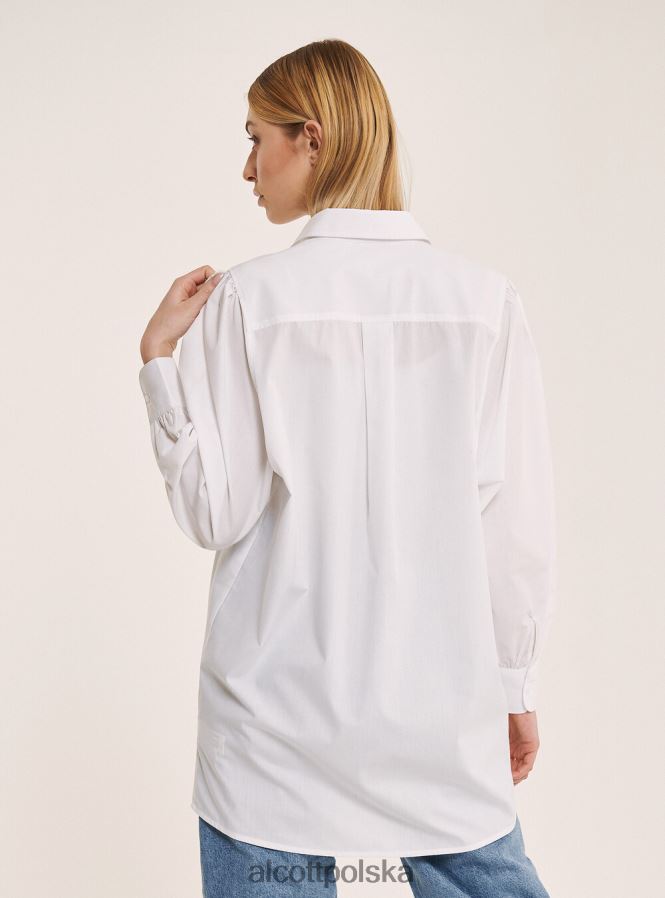 odzież Alcott długa koszula z popeliny biały kobiety 2TXFF6178