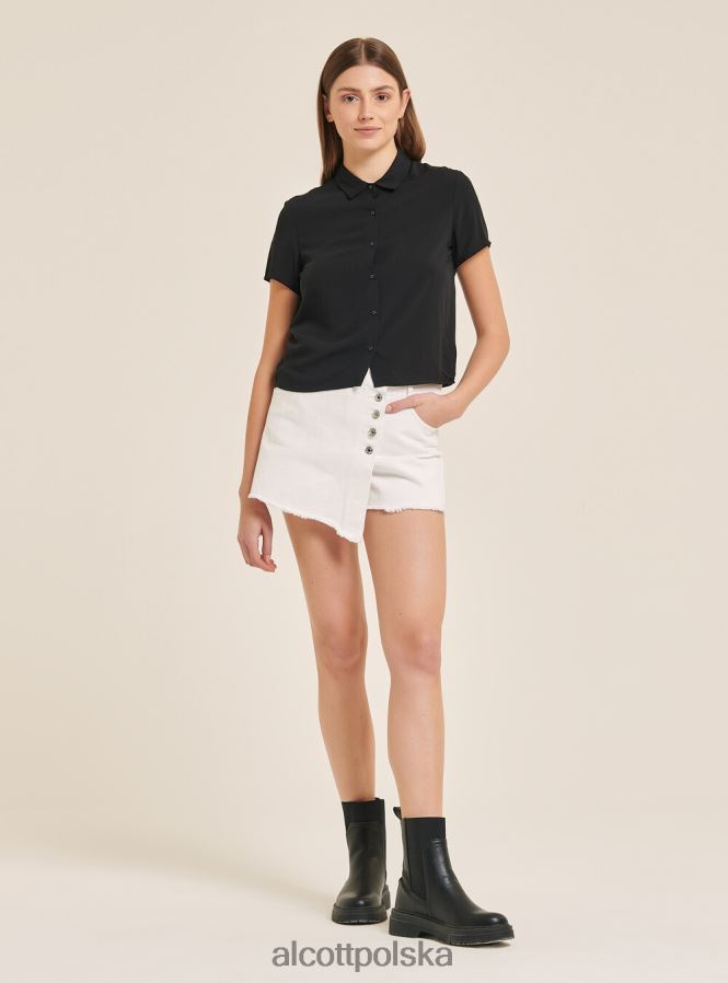 odzież Alcott krótka koszula z kieszenią na piersi w3 biały kobiety 2TXFF6184