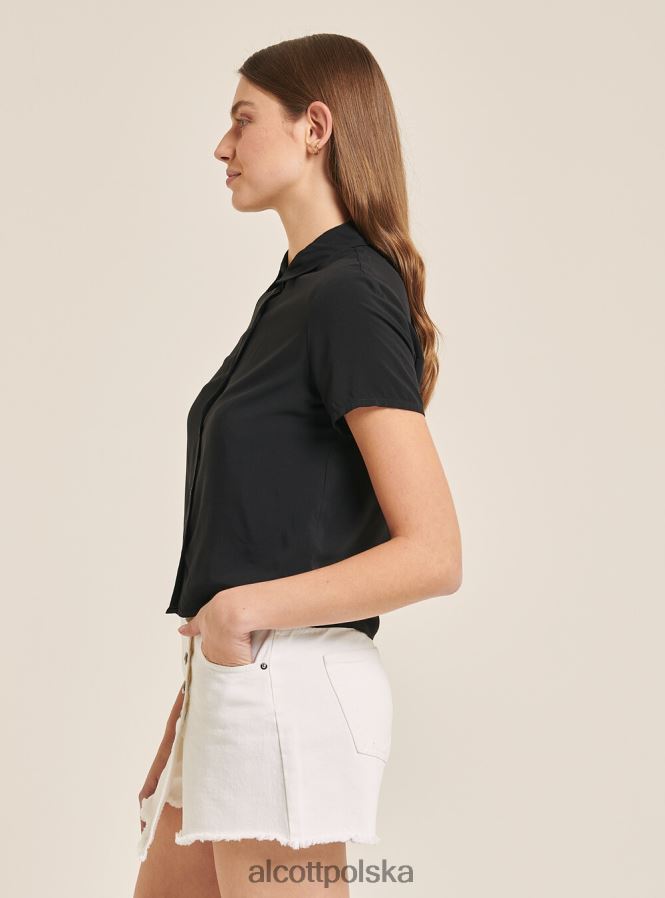 odzież Alcott krótka koszula z kieszenią na piersi w3 biały kobiety 2TXFF6184