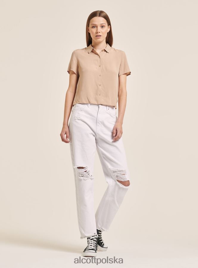 odzież Alcott krótka koszula z kieszenią na piersi w3 biały kobiety 2TXFF6294