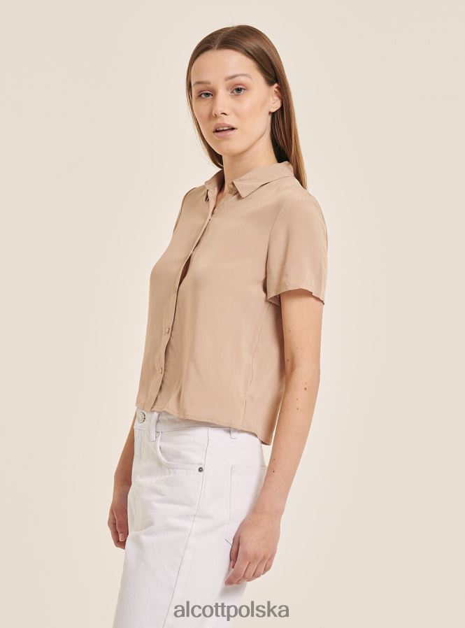 odzież Alcott krótka koszula z kieszenią na piersi w3 biały kobiety 2TXFF6294