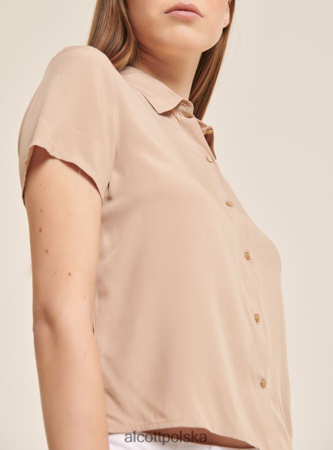 odzież Alcott krótka koszula z kieszenią na piersi w3 biały kobiety 2TXFF6294