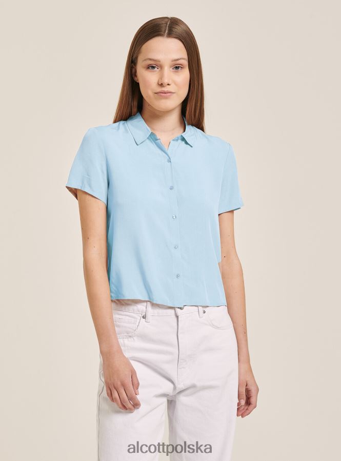 odzież Alcott krótka koszula z kieszenią na piersi w3 biały kobiety 2TXFF6480