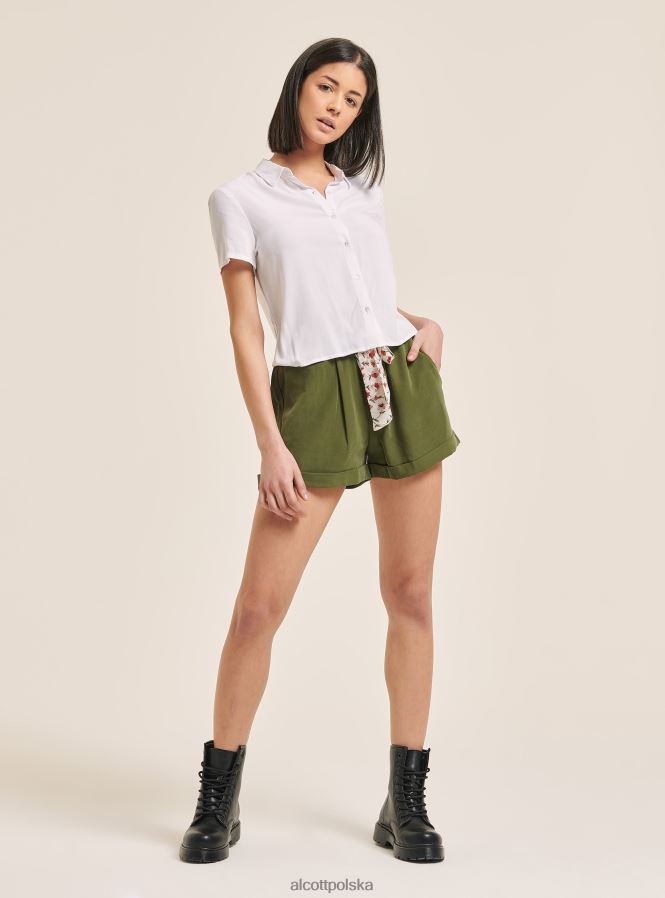 odzież Alcott krótka koszula z kieszenią na piersi w3 biały kobiety 2TXFF6520