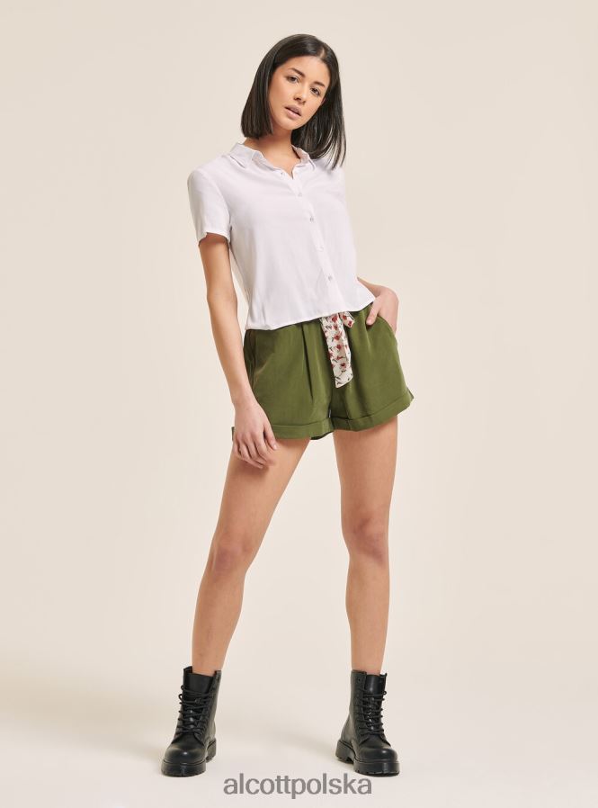 odzież Alcott krótka koszula z kieszenią na piersi w3 biały kobiety 2TXFF6520