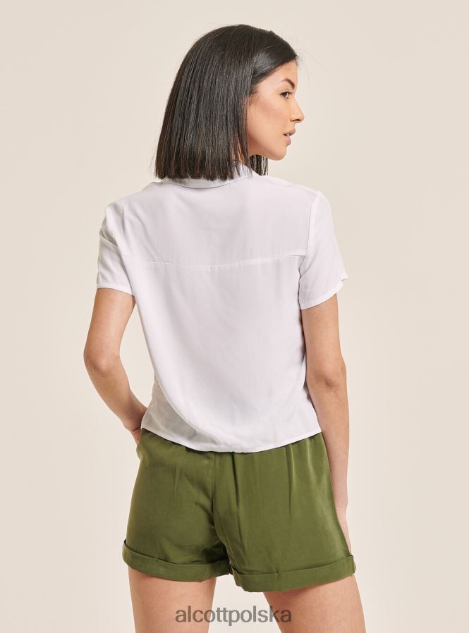 odzież Alcott krótka koszula z kieszenią na piersi w3 biały kobiety 2TXFF6520