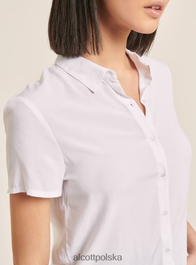 odzież Alcott krótka koszula z kieszenią na piersi w3 biały kobiety 2TXFF6520