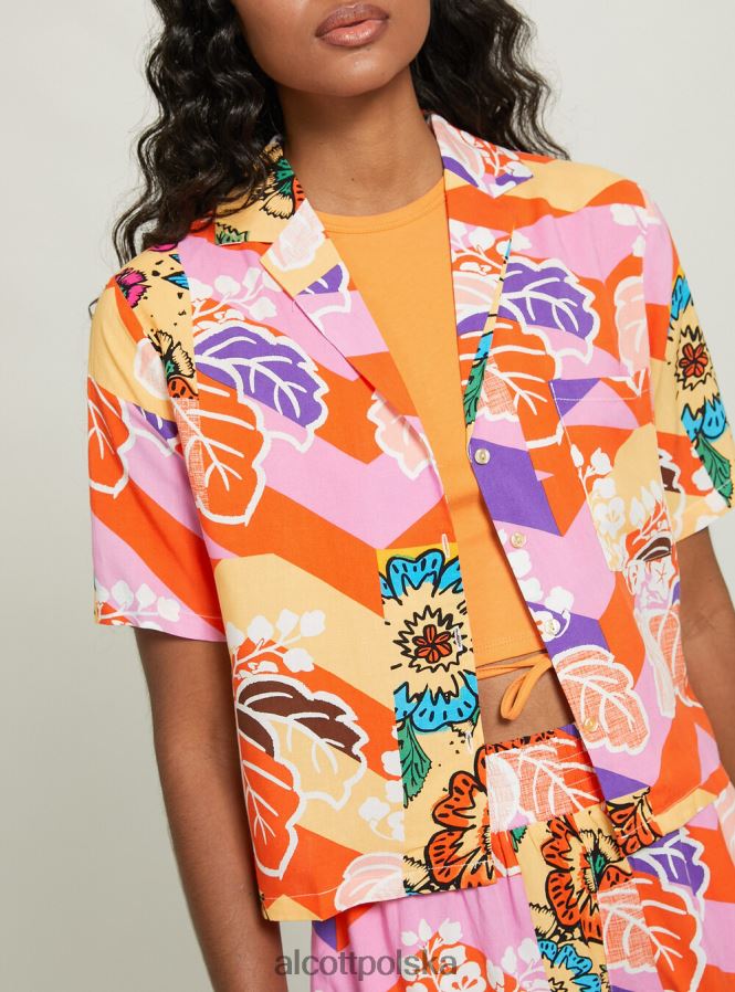 odzież Alcott krótka koszula z nadrukiem bk1 czarny kobiety 2TXFF613