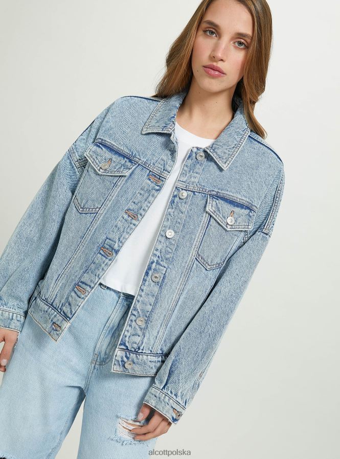 odzież Alcott kurtka dżinsowa z elastyczną talią d006 lazur kobiety 2TXFF6490