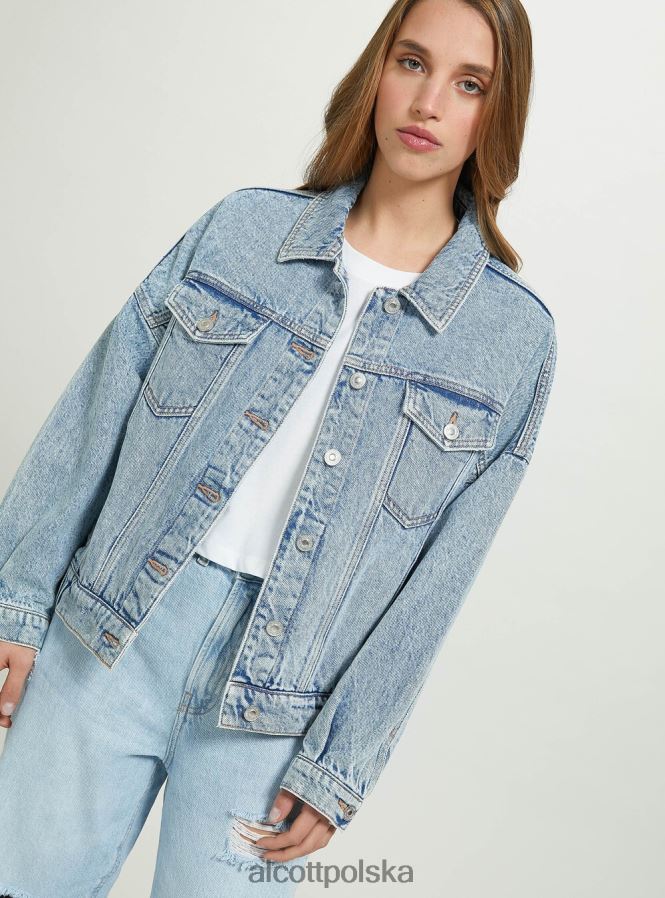 odzież Alcott kurtka dżinsowa z elastyczną talią d006 lazur kobiety 2TXFF6490